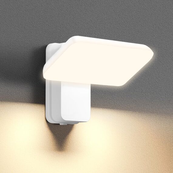 brightower Außenlampe, LED Wandleuchte Aussen, Wasserdicht IP65 aussenlampe wand, Wandleuchte Innen/Außen mit Schwenkbar LED Panel, Warmweiß 3000K Außenwandleuchte für Garten Terrasse, Weiß