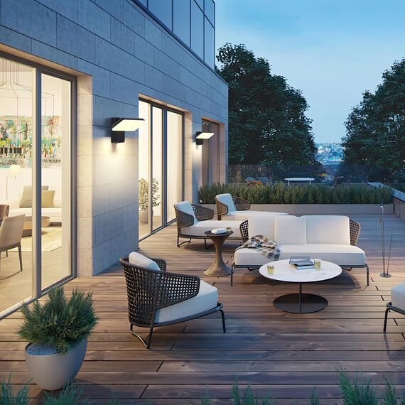 brightower Außenlampe, LED Wandleuchte Aussen, Wasserdicht IP65 aussenlampe wand, Wandleuchte Innen/Außen mit Schwenkbar LED Panel, Warmweiß 3000K Außenwandleuchte für Garten Terrasse,dunkelgrau