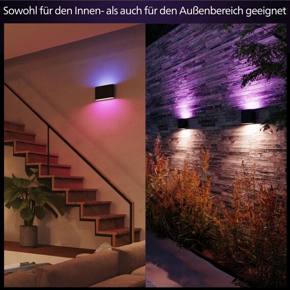Philips Hue Dymera Wandleuchte innen & außen | Weißes & farbiges LED Licht | Immersive Innen- & Außenleuchte | IP44 wasserdicht | Sprachsteuerung mit Alexa, Apple Home & Google Assistant | Schwarz