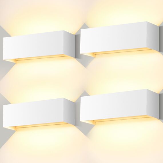 ledmo 30W 4Pack Weiß LED Wandleuchten Innen/Außen Auf und ab Einstellbarer Lichtstrahl 3000K Warmweiß IP65 Wasserdichte