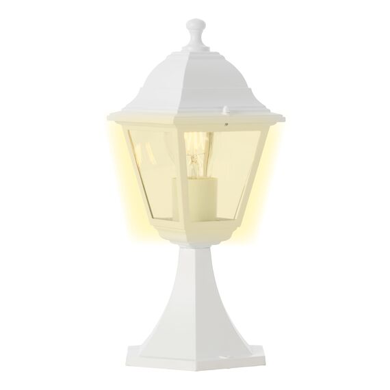 BRILLIANT Nissie Sockelleuchte weiß – spritzwassergeschützte Außenleuchte mit E27 Fassung – Pollerleuchte für Mauer, Terrasse & Außenbereich