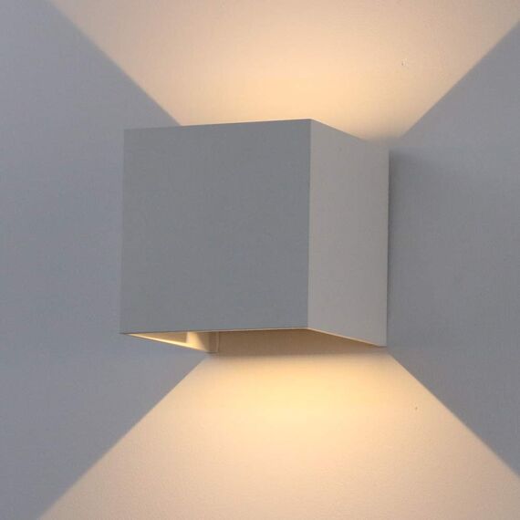 K-Bright 12W LED Wandleuchte Auf und ab Einstellbarer Lichtstrahl Außenlampe 3000K Warmweiß Wandleuchten Innen IP65 Wasserdichte(Grau)