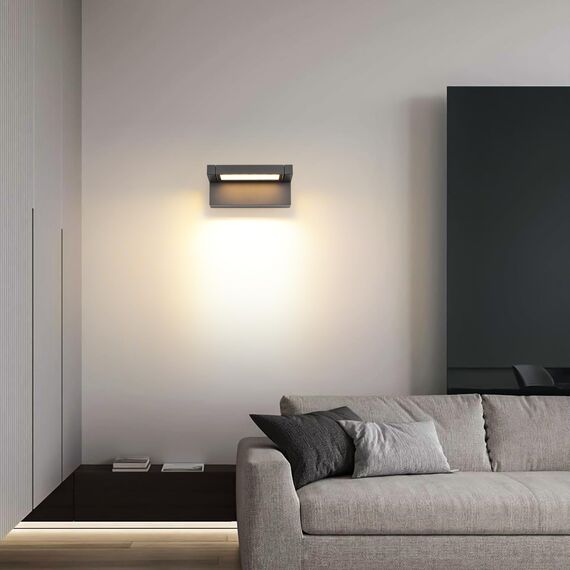 Wandleuchte Außen Innen 22W LED,Außenleuchte Außenlampe Wand,IP65 wasserdichte Außenwandleuchte 3000K Warmweiß Aussenleuchte,Wandlampe mit 350° Schwenkbar Panel für Garten Terrasse Balkon Dunkelgrau