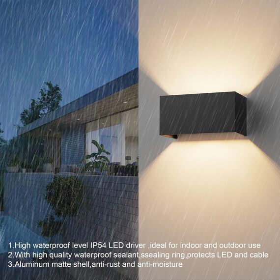 Klighten 18W Wandleuchte mit Austauschbarer G9 LED Lampe Warmweiß 3000K, LED Wandleuchte Innen/Aussen Einstellbar Abstrahlwinkel Außenleuchte für Wohnzimmer Garten, IP54, Schwarz