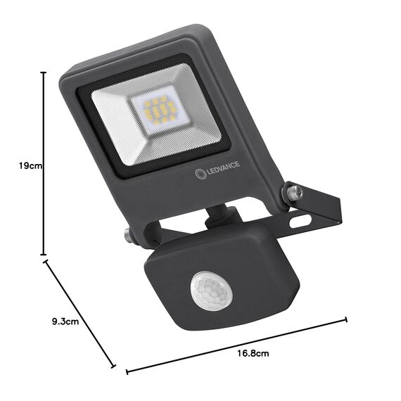 LEDVANCE LED Fluter, Leuchte für Außenanwendungen, integrierter Bewegungssensor, Warmweiß, 125,0 mm x 101,0 mm x 29,0 mm, Endura Flood