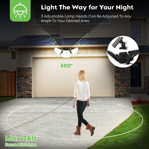 Gobikey Solarlampen für Außen mit Bewegungsmelder, Solarleuchten für Außen Mit LED-Anzeigeleuchten/Fernbedienung, IP65 Wasserdicht Solar Lampe Outdoor mit 5m Kabel, Solar Wandleuchte 3 Modi