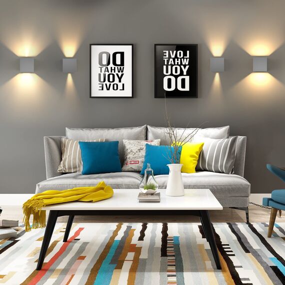 K-Bright 12W LED Wandleuchte Auf und ab Einstellbarer Lichtstrahl Außenlampe 3000K Warmweiß Wandleuchten Innen IP65 Wasserdichte(Grau)