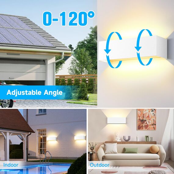 ledmo 30W 4Pack Weiß LED Wandleuchten Innen/Außen Auf und ab Einstellbarer Lichtstrahl 3000K Warmweiß IP65 Wasserdichte