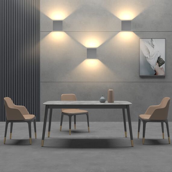 K-Bright 12W LED Wandleuchte Auf und ab Einstellbarer Lichtstrahl Außenlampe 3000K Warmweiß Wandleuchten Innen IP65 Wasserdichte(Grau)