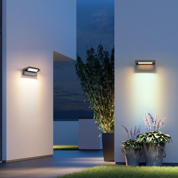 Wandleuchte Außen Innen 22W LED,Außenleuchte Außenlampe Wand,IP65 wasserdichte Außenwandleuchte 3000K Warmweiß Aussenleuchte,Wandlampe mit 350° Schwenkbar Panel für Garten Terrasse Balkon Dunkelgrau