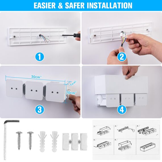 ledmo 30W 4Pack Weiß LED Wandleuchten Innen/Außen Auf und ab Einstellbarer Lichtstrahl 3000K Warmweiß IP65 Wasserdichte