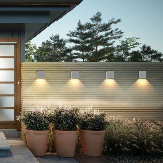 K-Bright 12W LED Wandleuchte Auf und ab Einstellbarer Lichtstrahl Außenlampe 3000K Warmweiß Wandleuchten Innen IP65 Wasserdichte(Grau)