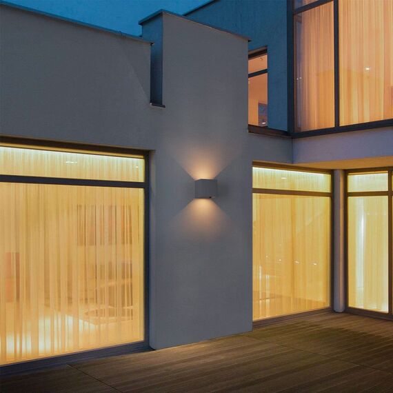 K-Bright LED Wandleuchten Innen/Außen 12W Wandlampe Innen Auf und ab Einstellbarer Lichtstrahl 3000K Warmweiß LED Außenwandleuchte IP65 Wasserdichte, Anthrazit