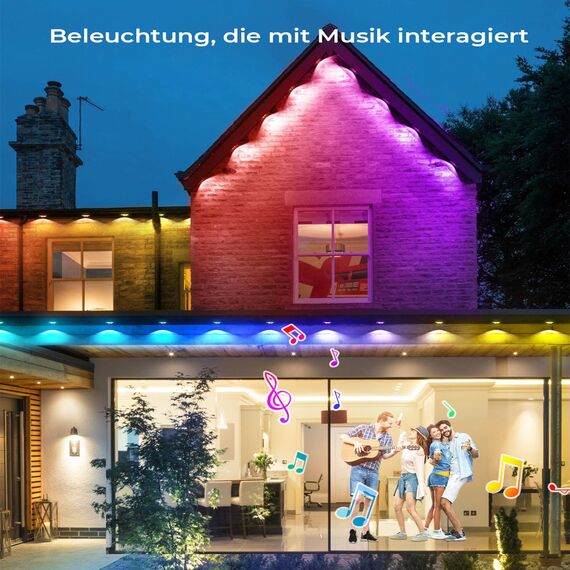 SUBOSI 15M WIFI Intelligent RGBW Mit IC Permanente Außenbeleuchtung Wandleuchten Einbaustrahler mit 36 LED,Ø30mm,DC12V Eaves light Arbeit mit Alexa, Google Assistant,IP67 wasserdicht