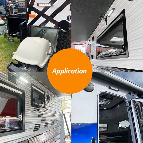 Dream lighting Wohnmobil Aussenbeleuchtung Vorzelt Wasserdicht IP65 Wohnwagen Vorzeltleuchte LED 12v Schwarz Aluguss 20CM 12W 6000K Kaltweiß