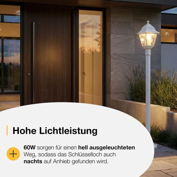 BRILLIANT Nissie Außenlampe weiß – spritzwassergeschützte Außenleuchte mit E27 Fassung – Wegeleuchte für Garten, Einfahrt & Außenbereich