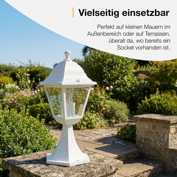 BRILLIANT Nissie Sockelleuchte weiß – spritzwassergeschützte Außenleuchte mit E27 Fassung – Pollerleuchte für Mauer, Terrasse & Außenbereich