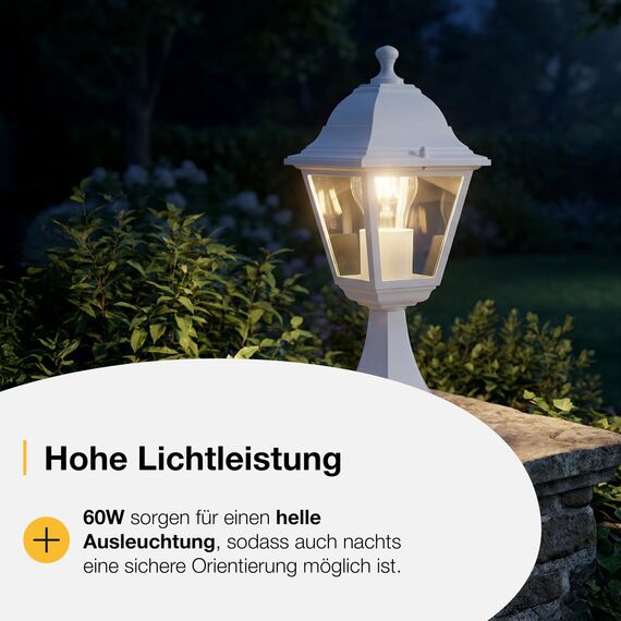 BRILLIANT Nissie Sockelleuchte weiß – spritzwassergeschützte Außenleuchte mit E27 Fassung – Pollerleuchte für Mauer, Terrasse & Außenbereich