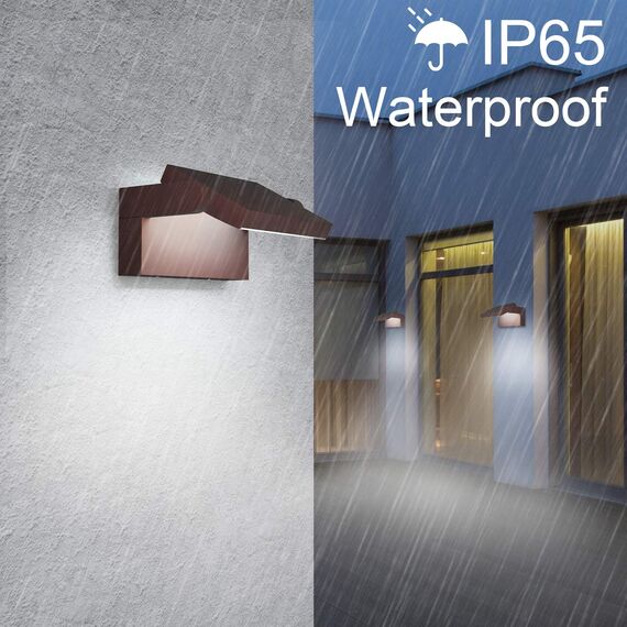 Klighten 24W Außenwandleuchte Aussenleuchte, Wasserdicht IP65 Wandleuchte Innen Außen Wandlampe mit Schwenkbar LED Panel Außenlampe für Eingang Flur, Bronze, 1500 LM, Kaltes Weiß 5700K-6000K