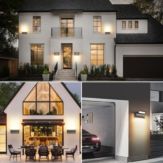 Wandleuchte Außen Innen 22W LED,Außenleuchte Außenlampe Wand,IP65 wasserdichte Außenwandleuchte 3000K Warmweiß Aussenleuchte,Wandlampe mit 350° Schwenkbar Panel für Garten Terrasse Balkon Dunkelgrau