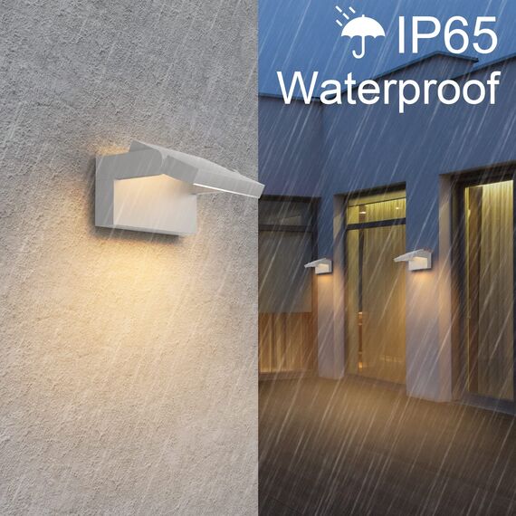 Klighten 24W Außenwandleuchte LED Wandlampe Aussen/Innen mit Schwenkbar Panel, Wandleuchte Wasserdicht IP65 Ausenbeleutung Hauswand für Eingang Flur Terrasse, 1500 Lumen, Hellgrau, Warmweiß 3000K