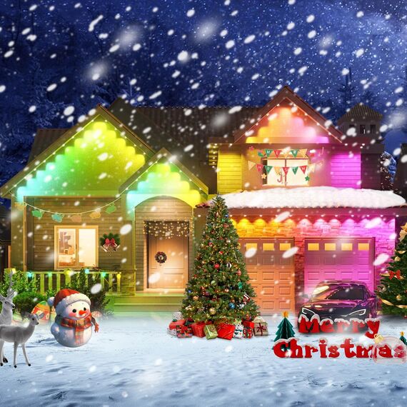 WIFI 15M RGBIC Permanente Lichterkette Außen, DC36V Einbaustrahler Mit 36 Leds Kompatibel mit Alexa/Google Home,IP67 Wasserdicht Outdoor LED Strip Außenleuchten Wandleuchten Dimmbar Innenbeleuchtung