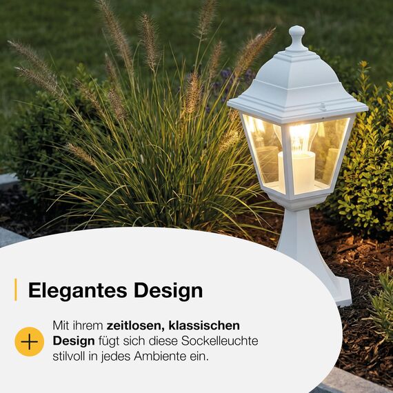 BRILLIANT Nissie Sockelleuchte weiß – spritzwassergeschützte Außenleuchte mit E27 Fassung – Pollerleuchte für Mauer, Terrasse & Außenbereich