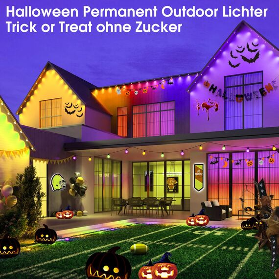 WIFI 5M RGBIC Permanente Lichterkette Außen, DC36V Einbaustrahler Mit 12leds Kompatibel mit Alexa/Google Home,IP67 Wasserdicht Outdoor LED Strip Außenleuchten Wandleuchten Dimmbar Innenbeleuchtung