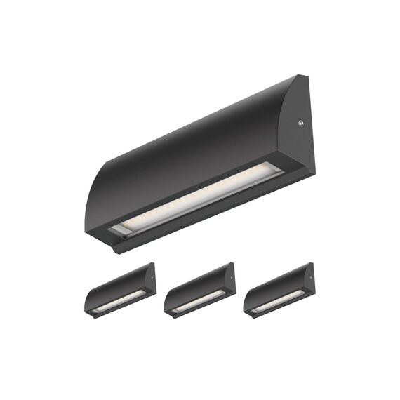 ledscom.de 4 Stück LED Wandleuchte/Treppenlicht SEGIN für außen, IP54, flach, Downlight, schwarz matt, eckig, 6,2 W, 566lm, warmweiß