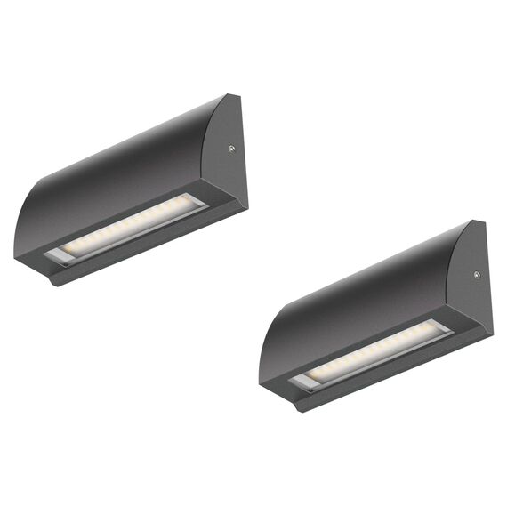 ledscom.de 2 Stück LED Wandleuchte/Treppenlicht SEGIN für außen, IP54, flach, Downlight, anthrazit matt, eckig, 3,8 W, 265lm, warmweiß