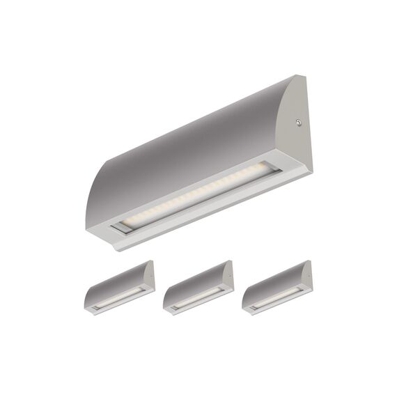 ledscom.de 4 Stück LED Wandleuchte/Treppenlicht SEGIN für außen, IP54, flach, Downlight, grau matt, eckig, 6,3 W, 630lm, kaltweiß