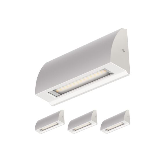 ledscom.de 4 Stück LED Wandleuchte/Treppenlicht SEGIN für außen, IP54, flach, Downlight matt, eckig, 3,8 W, 265lm, warmweiß