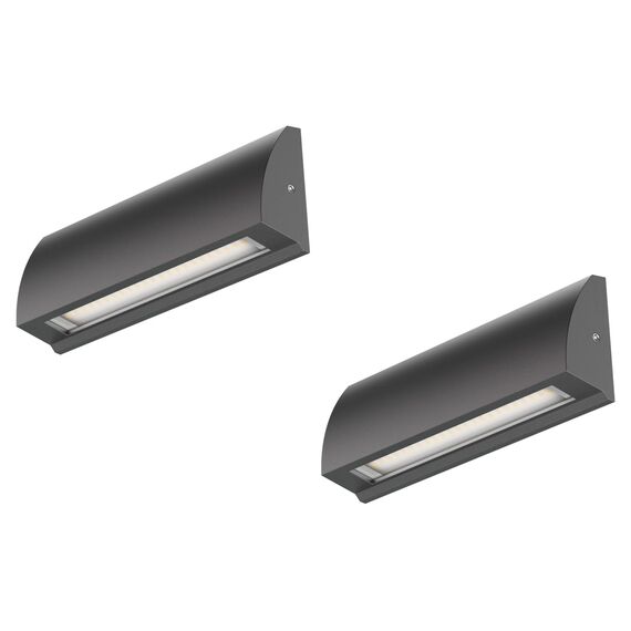 ledscom.de 2 Stück LED Wandleuchte/Treppenlicht SEGIN für außen, IP54, flach, Downlight, anthrazit matt, eckig, 6,2 W, 566lm, warmweiß