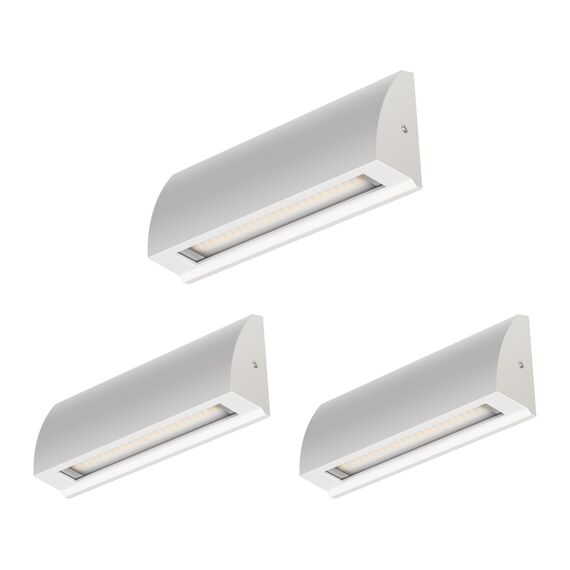 ledscom.de 3 Stück LED Wandleuchte/Treppenlicht SEGIN für außen, IP54, flach, Downlight matt, eckig, 6,2 W, 566lm, warmweiß