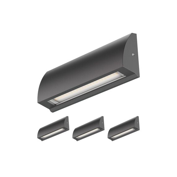 ledscom.de 4 Stück LED Wandleuchte/Treppenlicht SEGIN für außen, IP54, flach, Downlight, anthrazit matt, eckig, 6,2 W, 566lm, warmweiß