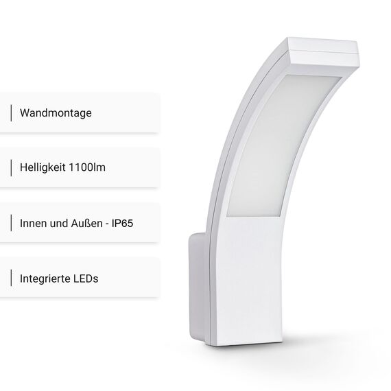 SEBSON LED Aussenleuchte Wandleuchte weiß 15W 1100lm, kaltweiß 5800K, IP65 Wandlampe für Außen, 250x176x65mm