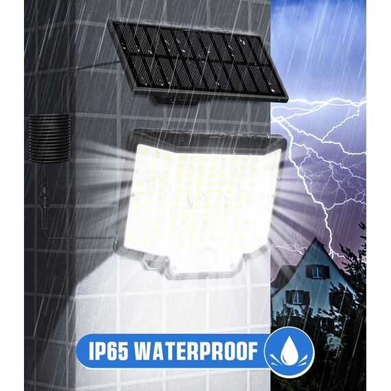 LaiTeny Solarlampen für Außen mit Bewegungsmelder: 166 LED Solarleuchte Aussen Solar Aussenleuchte IP65 Wasserdichte Gartenleuchten Solarstrahler LED Solar Wandleuchte für Garten (1 Stücke)