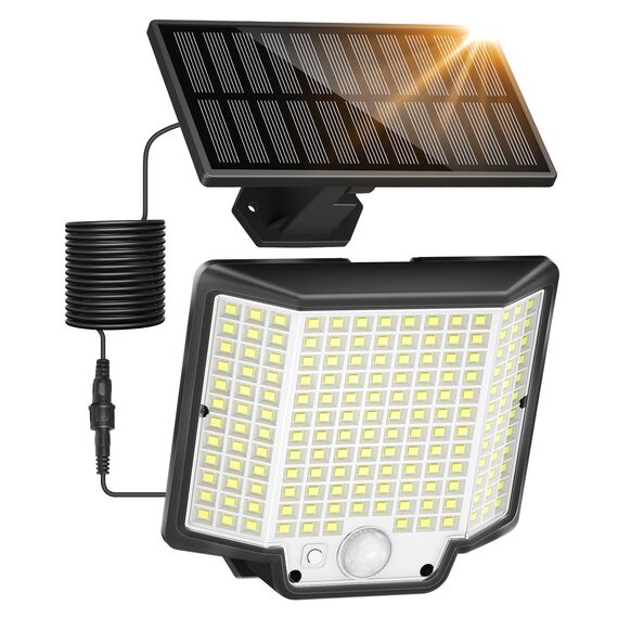 LaiTeny Solarlampen für Außen mit Bewegungsmelder: 166 LED Solarleuchte Aussen Solar Aussenleuchte IP65 Wasserdichte Gartenleuchten Solarstrahler LED Solar Wandleuchte für Garten (1 Stücke)