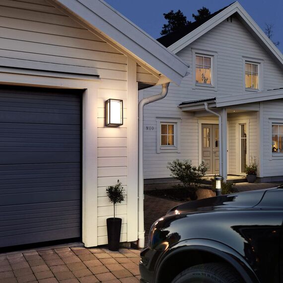 WAYEE Außenleuchte,Außenlampe,Außenleuchte,Wandleuchte Aussen,Außenwandleuchten Haus,LED 12W Schwarz Wasserdicht Anthrazit Moderne Verandaleuchte,Haustürleuchten,Doppelschirme,Aluminium