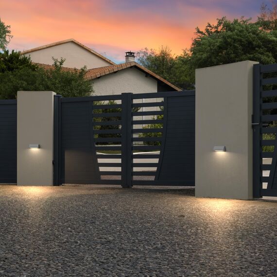 ledscom.de 4 Stück LED Wandleuchte/Treppenlicht SEGIN für außen, IP54, flach, Downlight matt, eckig, 3,8 W, 265lm, warmweiß