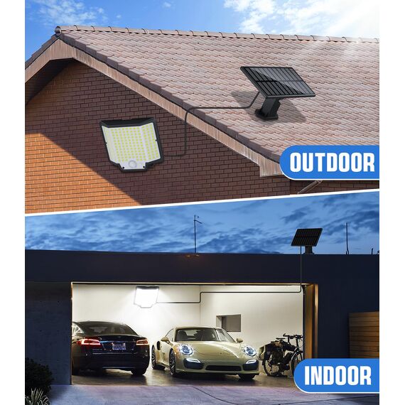 LaiTeny Solarlampen für Außen mit Bewegungsmelder: 166 LED Solarleuchte Aussen Solar Aussenleuchte IP65 Wasserdichte Gartenleuchten Solarstrahler LED Solar Wandleuchte für Garten (1 Stücke)