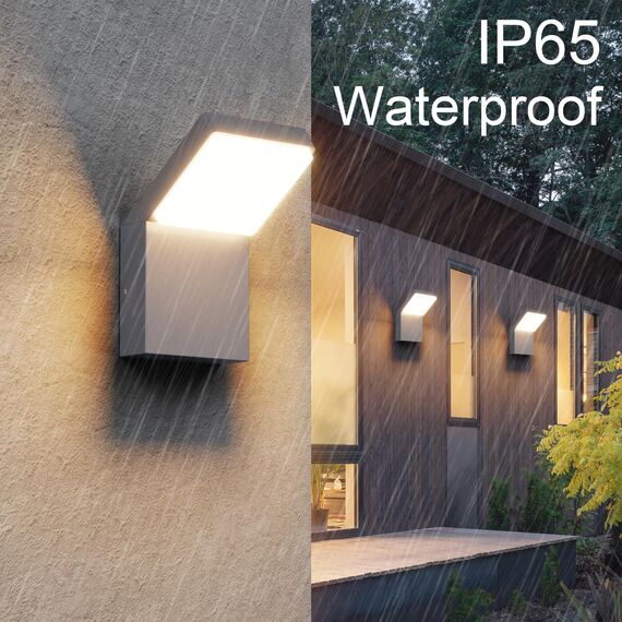 Klighten 24W LED Wandleuchte Aussen Innen, Wasserdicht IP65 Außenlampe Aussenleuchte Wand Modern Wandlampe, Aussenbeleuchtung für Terrasse Eingang Garten, 1500 Lumen, Anthrazit, Warmweiß 3000K
