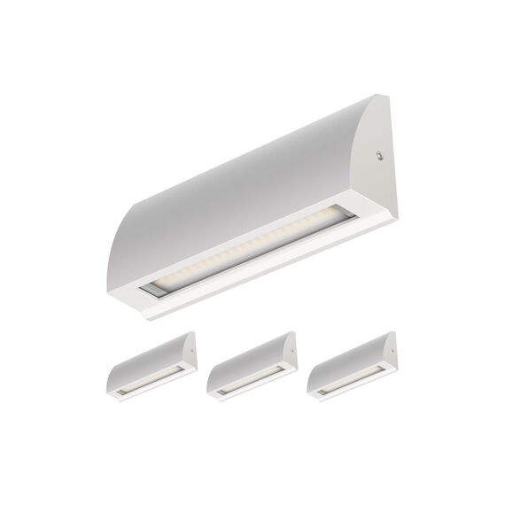 ledscom.de 4 Stück LED Wandleuchte/Treppenlicht SEGIN für außen, IP54, flach, Downlight matt, eckig, 6,2 W, 566lm, warmweiß