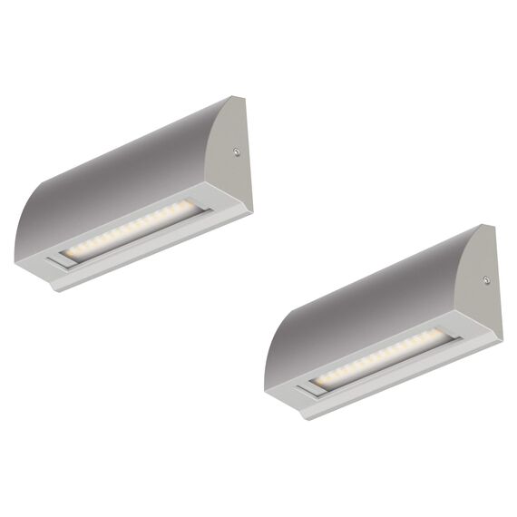 ledscom.de 2 Stück LED Wandleuchte/Treppenlicht SEGIN für außen, IP54, flach, Downlight, grau matt, eckig, 3,8 W, 265lm, warmweiß