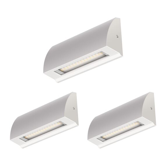 ledscom.de 3 Stück LED Wandleuchte/Treppenlicht SEGIN für außen, IP54, flach, Downlight matt, eckig, 3,8 W, 265lm, warmweiß