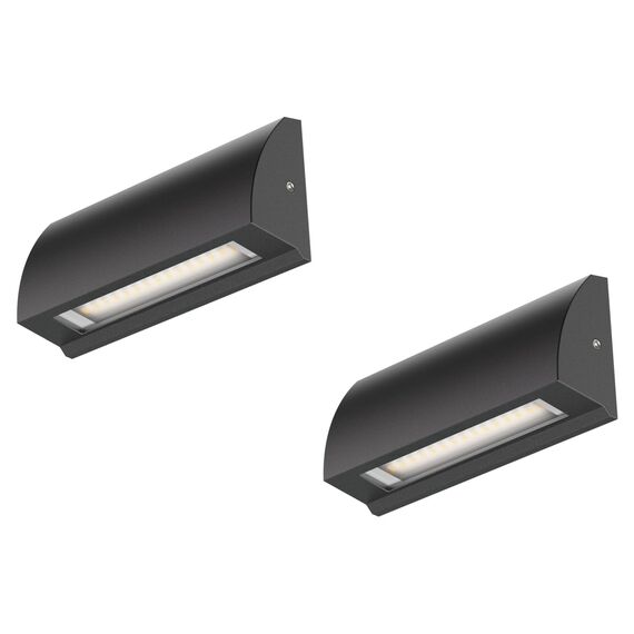 ledscom.de 2 Stück LED Wandleuchte/Treppenlicht SEGIN für außen, IP54, flach, Downlight, schwarz matt, eckig, 3,8 W, 265lm, warmweiß