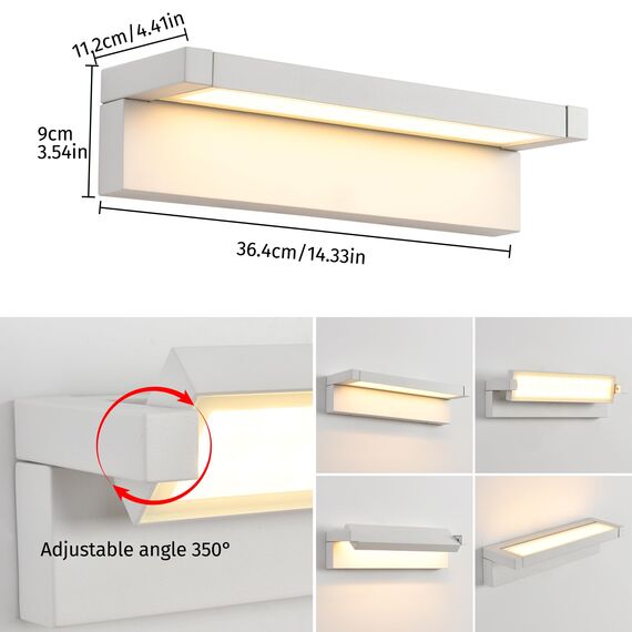 KUKAK Außenleuchte 36W LED,Wandleuchte Außenlampe Wand, IP65 wasserdichte Außenwandleuchte 3000K Warmweiß Aussenleuchte,Wandlampe Außen Innen mit 350° Schwenkbar Panel für Garten Terrasse Balkon Weiß