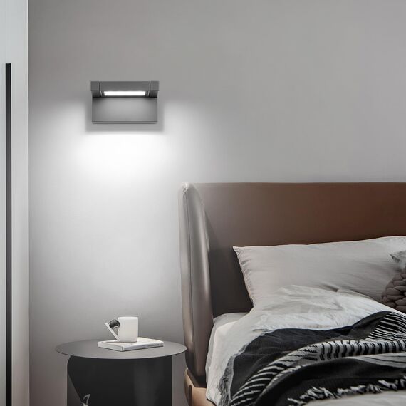 Außenleuchte Wand 12W LED,Wandleuchte Außen Innen,IP65 wasserdichte Außenwandleuchte 6500K Kaltweiß Aussenleuchte,Wandlampe mit 350° Schwenkbar Panel, Außenlampe für Garten Terrasse Balkon Dunkelgrau