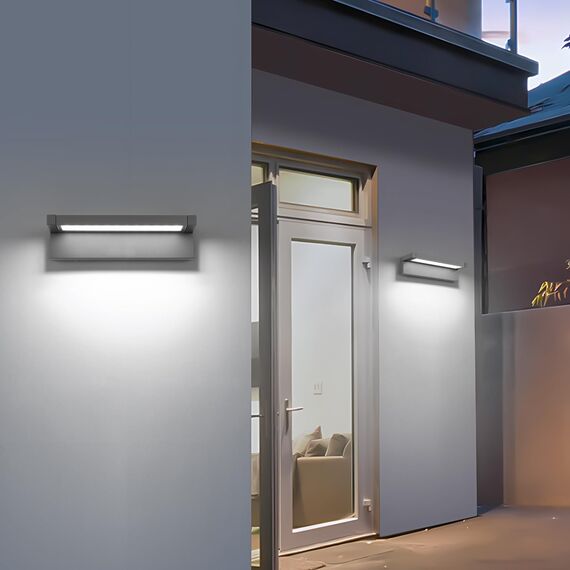 LED Außenleuchte,36W Wandlampe Außen Innen,Außenlampe Wand IP65 wasserdichte Außenwandleuchte 6500K Kaltweiß Aussenleuchte,Wandleuchte mit 350° Schwenkbar Panel für Garten Terrasse Balkon Dunkelgrau