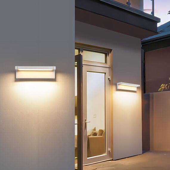 KUKAK Außenleuchte 36W LED,Wandleuchte Außenlampe Wand, IP65 wasserdichte Außenwandleuchte 3000K Warmweiß Aussenleuchte,Wandlampe Außen Innen mit 350° Schwenkbar Panel für Garten Terrasse Balkon Weiß